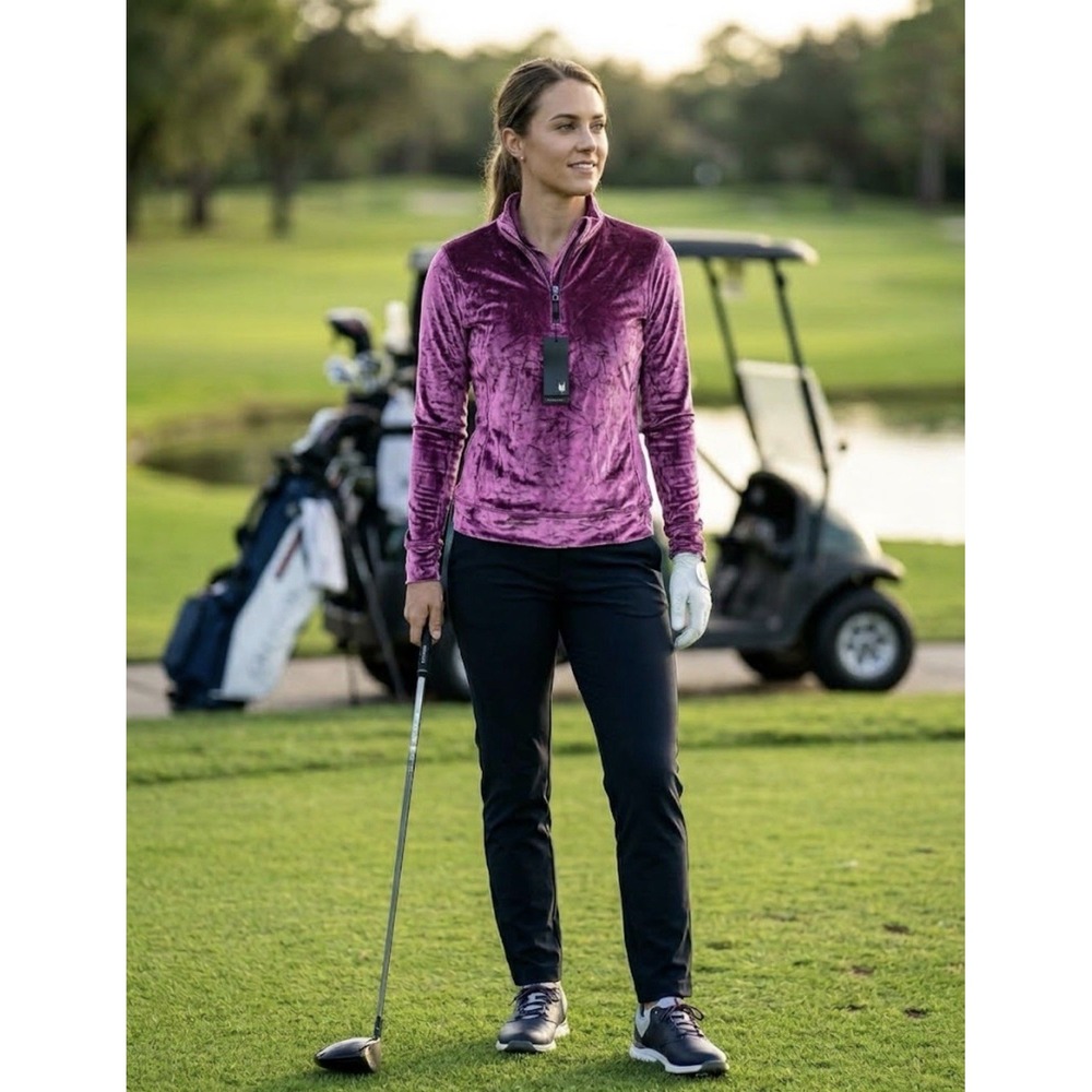 Greyson Women's Quarter Zip Velvet Elara 11 Purple Pink Medowsweet Size XL